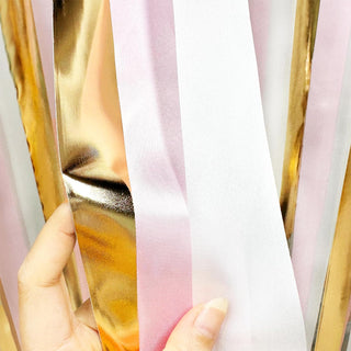 Bridal Shower Satin Ribbon Streamer in Gold, Pink & White (197Ft) 4