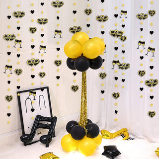 'Happy Anniversary' Black Gold Garland with Heart & Glasses (52Ft) 4