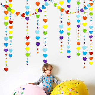 Rainbow Theme Colorful Love Heart Hanging Paper Garland (52Ft) 4