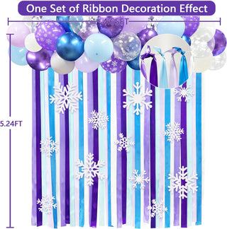 Frozen Party Purple Blue White Ribbon Hanging Curtain Streamer Balloon Garland 4