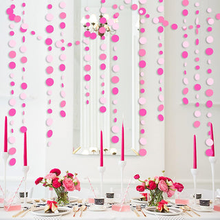 Hot Pink Party Polka Dots Garland in Gradient Pink & White (46Ft) 4