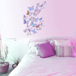 Removable Iridescent Purple Paper Butterfly 3D wall Stickers (27Pcs) 4