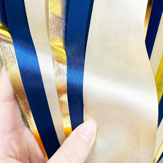 Graduation Satin Ribbon Streamer Backdrop Blue, Gold & Beige (197Ft) 3