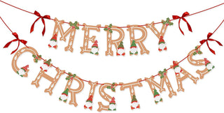 Vintage Merry Christmas Banner with Wooden Letters 1