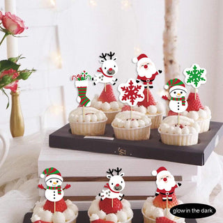 Glow in Dark Christmas Cupcake Toppers Set (34pcs) 4