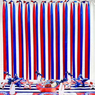 4th of July Party Decor Ribbon Streamer in Red, Blue & White (197Ft) 4