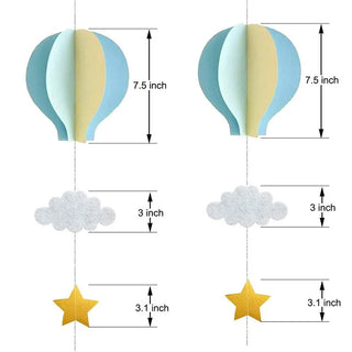 Hot Air Balloon Garlands in Pastel Blue and Yellow (4pcs) 6