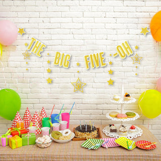 50th Birthday Glitter Gold Banner 'The Big Five Oh' Milestone 3