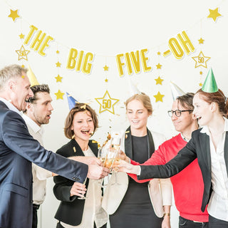 50th Birthday Glitter Gold Banner 'The Big Five Oh' Milestone 1