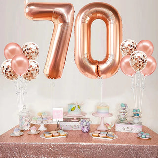 Rose Gold Number 70 Birthday Decoration Foil Balloons Set 32Inch 2