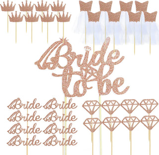 ’Bride To Be‘ Wedding Shower Cupcake Toppers in Rose Gold Glitter (33PCS) 3