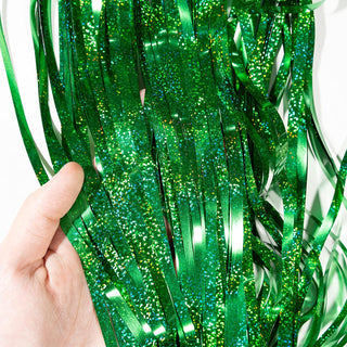 Foil Fringe Curtain Backdrops and Circle Garlands Set in Green (6pcs) 5