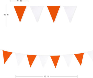Baby Shower Triangle Pennant Flag Banner in Orange & White (32Ft) 6
