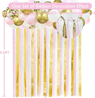 Gold and Pink Balloons and Ribbon Streamers Backdrop (43 Pcs) 5