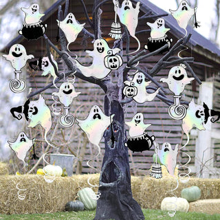 Halloween Party Iridescent White Swirling Ghost Garland (18pcs) 5