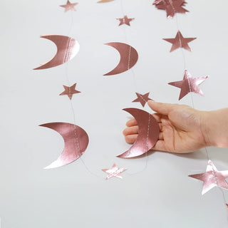 Star and Moon Garland Set in Rose Gold (52ft) 5