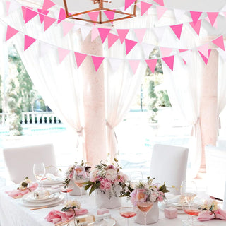 Engagement Party Banner of Cloth Flags in Hot Pink & White (32Ft) 5