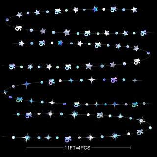  Iridescent 16th Birthday Decorations Circle Dot Twinkle Star Garland 5