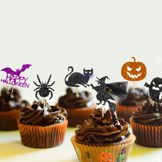 Halloween Party Cupcake Toppers with Spider, Bat, Witches & Ghost (36pcs) 5