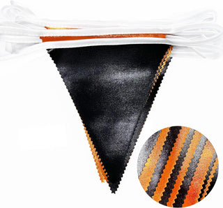 Triangle Metallic Fabric Flags Pennant Banner in Black & Orange(32Ft) 4