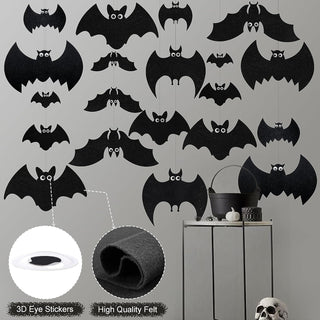 Halloween Hanging Felt Black Bats Decorations Garland (24pcs) 4