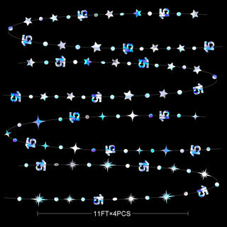 Iridescent '15' Birthday Decorations Garland with Circle Dots & Stars 5