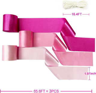 Wedding Ombre Pink Satin Ribbon Streamer Backdrop (197Ft) 4