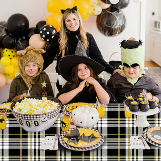 Buffalo Plaid Tablecloth in Black, Gold and White (54"x108") 3