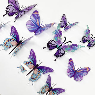 3D Floral Purple Butterfly Decorations Removable Wall Stickers (35Pcs) 7