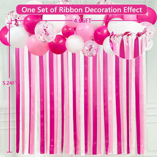  Hot Pink Party Ombre Pink Ribbon Fabric Fringe Hanging Curtain 5