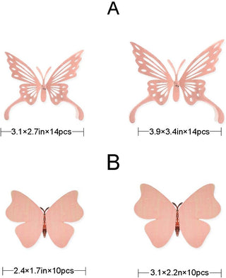Removable Rose Gold Butterfly 3D Wall Decals Stickers (48Pcs) 5