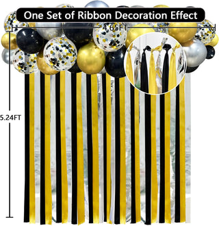 Fringe Hanging Ribbon Streamer Balloons Garland Backdrop in Silver Black Gold 197 ft 5