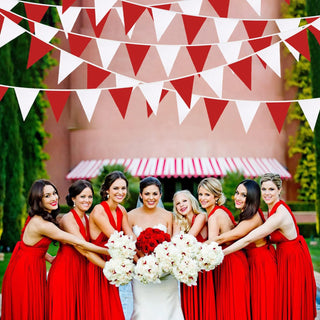  Wedding Banners of Triangle Fabric Flags in Red & White (32Ft) 5