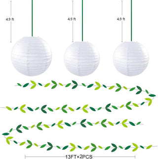 Leaf Garland with Paper Fan, Butterfly, Pom in Yellow & Green(43Pcs)  6