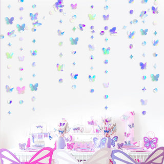 Iridescent Butterfly Paper Garland with Circle Dot & Star (51FT) 5