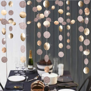Glitter Champagne Gold Decorations Paper Circle Dots Garland (52Ft)  5