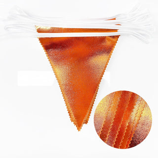  Orange Party Decor Metallic Fabric Pennant Triangle Flag Banner (32Ft) 2