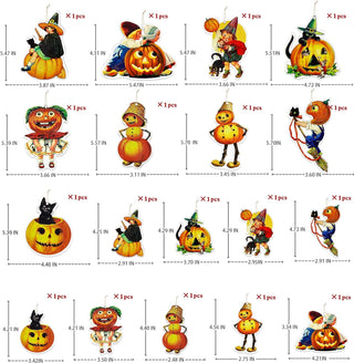 Vintage Halloween Party Ornaments with Pumpkin, Kids & Witches (18Pcs) 5