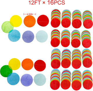 Rainbow Theme Big Colorful Circle Dots Paper Garland (192Ft) 5