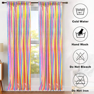 Iridescent Glitter Curtain Backdrop for Rainbow Theme Party(2Pcs) 6