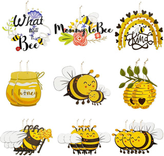 Wooden Bee Baby Shower Decoration Banner (17pcs)  5