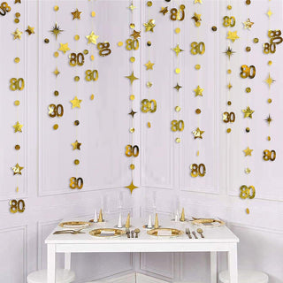 80th Birthday Decorations Circle Dot Gold Twinkle Star Garland (46Ft) 5