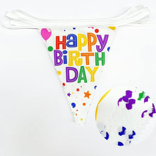 Colorful Happy Birthday Sign Pennant Bunting Flags 33ft 5