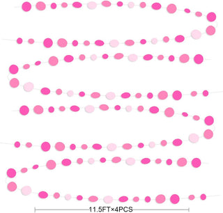 Hot Pink Party Polka Dots Garland in Gradient Pink & White (46Ft) 5