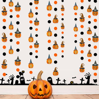 'Trick or Treat Boo' Happy Halloween Pumpkin Polka Dots Garland (52Ft) 4