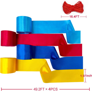 Birthday Clown Party Satin Ribbon in Red, Blue & Yellow (197Ft) 5