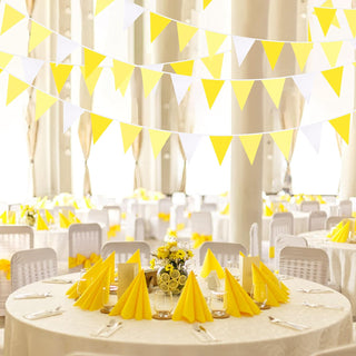 Bee Party Fabric Bunting Flag Banner in Yellow & White (32Ft) 4