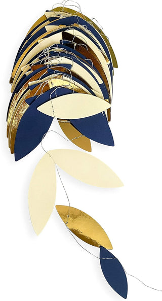  Royal Blue & Gold Olive Leaves Paper Hanging Garlands (52Ft)  5