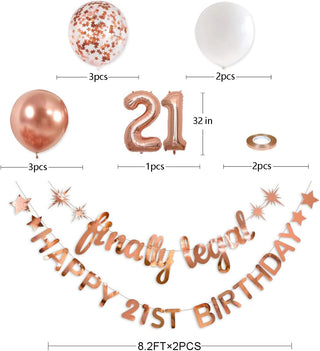 21st Birthday Banners and Balloons Set in Rose Gold 5