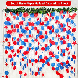 4th of July Star Circle Dots Garland in Navy Blue, Red & White (173Ft) 5